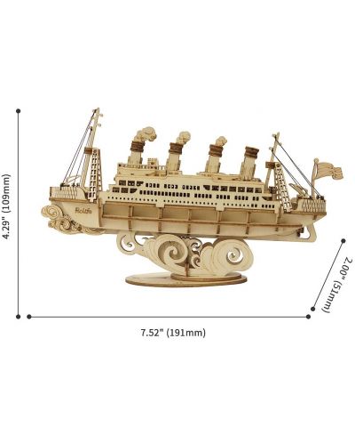 Дървен 3D пъзел Robo Time от 145 части - Круизен кораб - 2